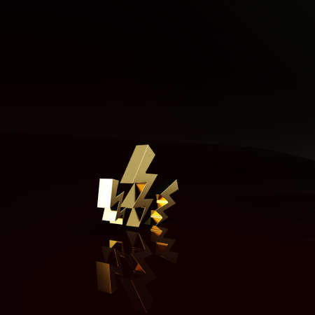 Gold Zeus icon isolated on brown background. Greek god. God of Lightning. Minimalism concept. 3d illustration 3D renderの写真素材