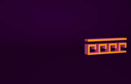 Orange Ancient Greek pattern icon isolated on purple background. Minimalism concept. 3d illustration 3D renderの写真素材