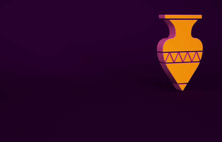 Orange Ancient amphorae icon isolated on purple background. Minimalism concept. 3d illustration 3D renderの写真素材