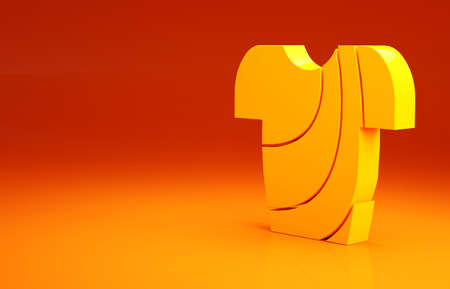 Yellow Cycling t-shirt icon isolated on orange background. Cycling jersey. Bicycle apparel. Minimalism concept. 3d illustration 3D renderの写真素材