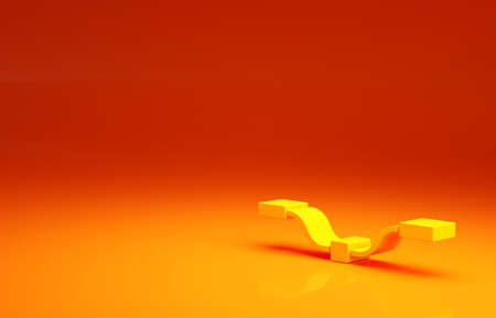 Yellow Bicycle handlebar icon isolated on orange background. Minimalism concept. 3d illustration 3D renderの写真素材