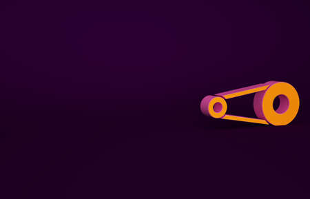 Orange Bicycle chain with cogwheels icon isolated on purple background. Bike chain sprocket transmission. Minimalism concept. 3d illustration 3D renderの写真素材
