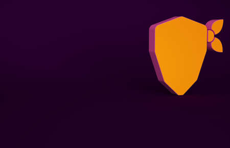 Orange Vandal icon isolated on purple background. Minimalism concept. 3d illustration 3D renderの写真素材