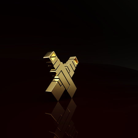 Gold Marker pen icon isolated on brown background. Minimalism concept. 3d illustration 3D render
