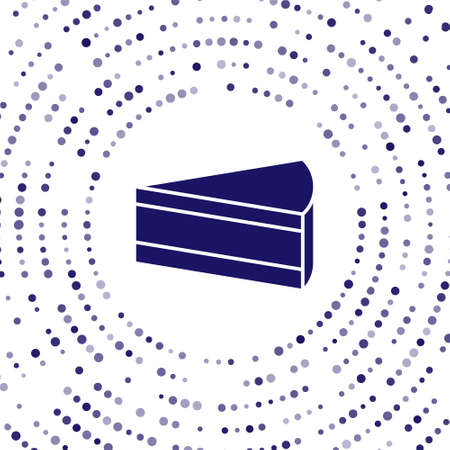 Blue Piece of cake icon isolated on white background. Happy Birthday. Abstract circle random dots. Vectorのイラスト素材