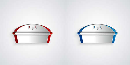 Paper cut Homemade pie icon isolated on grey background. Paper art style. Vectorのイラスト素材