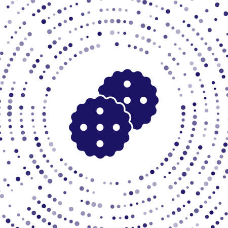Blue Cookie or biscuit with chocolate icon isolated on white background. Abstract circle random dots. Vectorのイラスト素材
