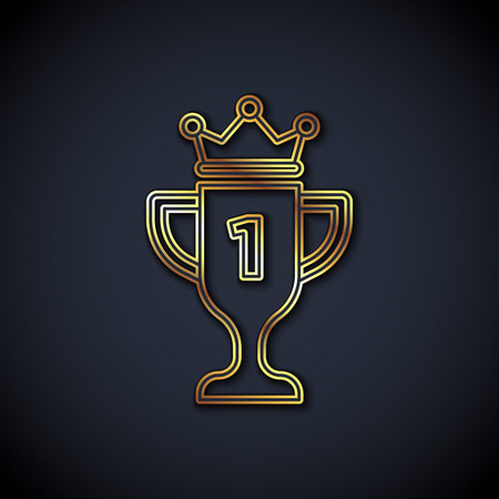 Gold line Award cup icon isolated on black background. Winner trophy symbol. Championship or competition trophy. Sports achievement sign. Vectorのイラスト素材