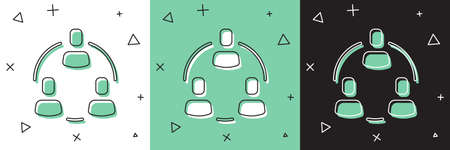 Set Project team base icon isolated on white and green, black background. Business analysis and planning, consulting, team work, project management. Vectorのイラスト素材