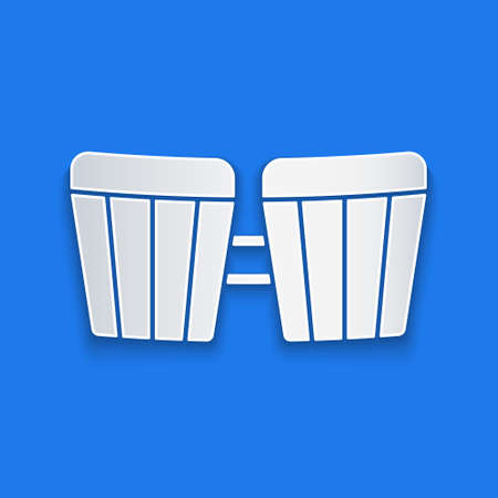 Paper cut Drum icon isolated on blue background. Music sign. Musical instrument symbol. Paper art style. Vectorのイラスト素材