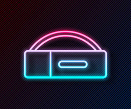 Glowing neon line Case for billiard cue icon isolated on black background. Vectorのイラスト素材