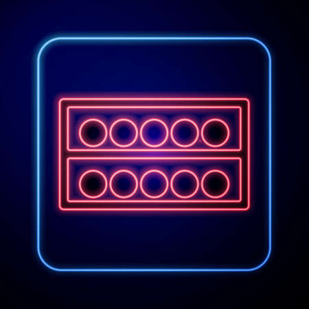 Glowing neon Billiard balls on a stand icon isolated on black background. Billiard balls on a shelf. Vectorのイラスト素材