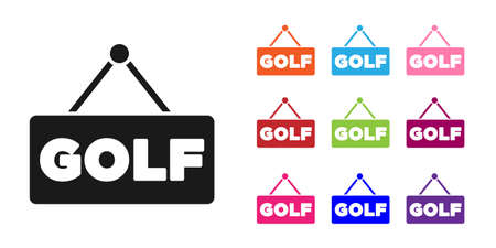 Black Golf label icon isolated on white background. Set icons colorful. Vectorのイラスト素材