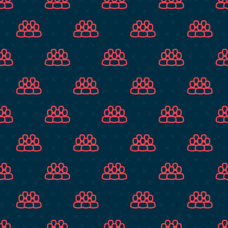 Red line Project team base icon isolated seamless pattern on black background. Business analysis and planning, consulting, team work, project management. Vectorのイラスト素材