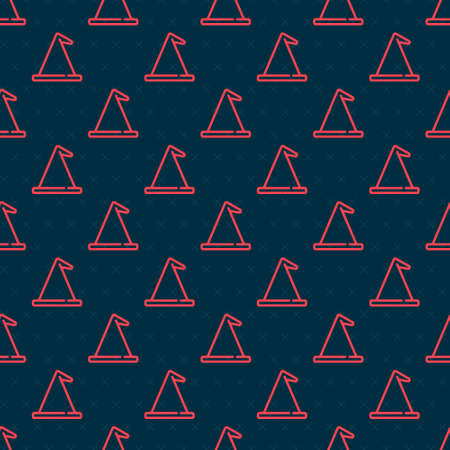 Red line Witch hat icon isolated seamless pattern on black background. Happy Halloween party. Vectorのイラスト素材
