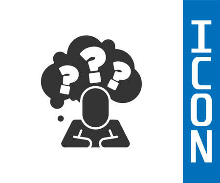 Grey Human head with question mark icon isolated on white background. Vectorのイラスト素材