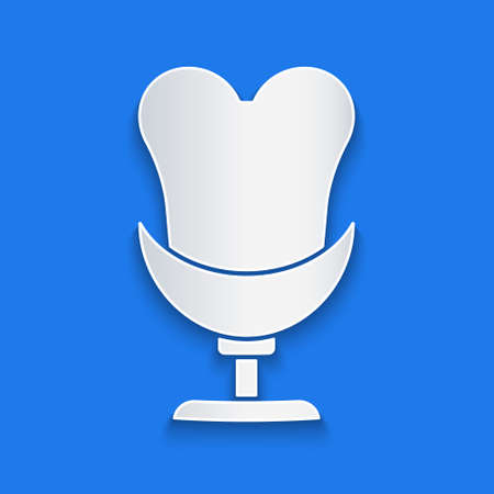 Paper cut Armchair icon isolated on blue background. Paper art style. Vectorのイラスト素材