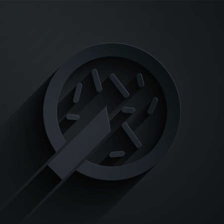 Paper cut Petri dish with bacteria icon isolated on black background. Paper art style. Vectorのイラスト素材