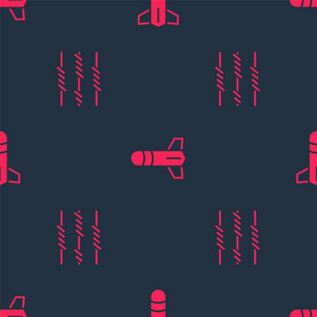 Set Barbed wire and Rocket on seamless pattern. Vectorのイラスト素材