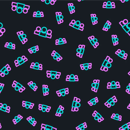 Line Users group icon isolated seamless pattern on black background. Group of people icon. Business avatar symbol - users profile icon. Vectorのイラスト素材