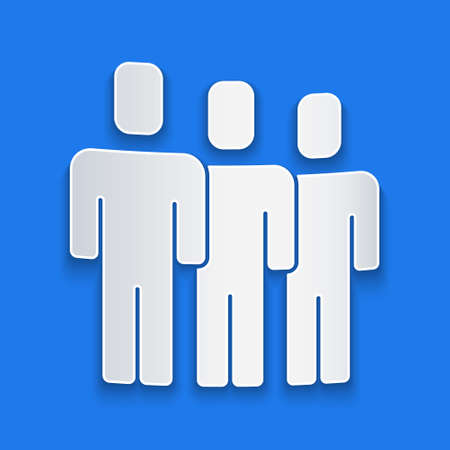 Paper cut Users group icon isolated on blue background. Group of people icon. Business avatar symbol - users profile icon. Paper art style. Vectorのイラスト素材