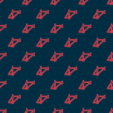 Red line Bicycle frame icon isolated seamless pattern on black background. Vectorのイラスト素材