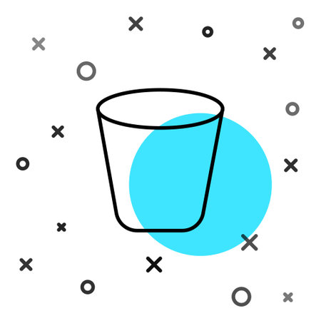 Black line Trash can icon isolated on white background. Garbage bin sign. Recycle basket icon. Office trash icon. Random dynamic shapes. Vector Illustrationのイラスト素材