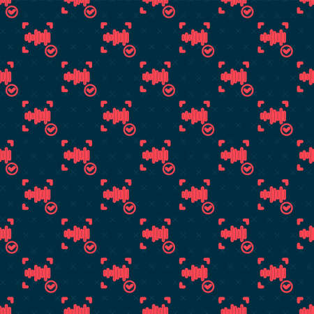Red line Voice recognition icon isolated seamless pattern on black background. Voice biometric access authentication for personal identity recognition. Cyber security. Vectorのイラスト素材