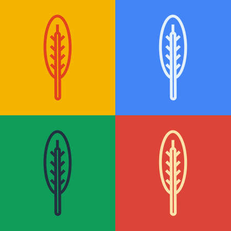 Pop art line Indian feather icon isolated on color background. Native american ethnic symbol feather. Vectorのイラスト素材