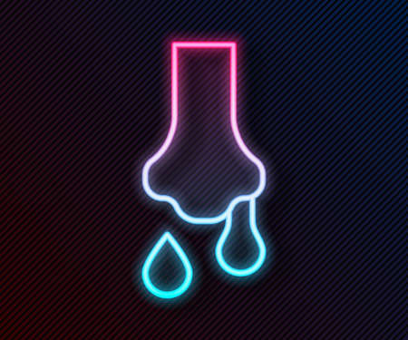 Glowing neon line Runny nose icon isolated on black background. Rhinitis symptoms, treatment. Nose and sneezing. Nasal diseases. Vectorのイラスト素材