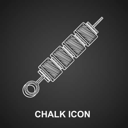 White Grilled shish kebab on skewer stick icon isolated on crumpled paper background. Meat kebab on skewer stick. Picnic with grilled meat. Paper art style. Vectorのイラスト素材