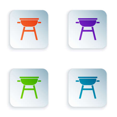 Green and black Barbecue grill icon isolated seamless pattern on beige background. BBQ grill party. Vectorのイラスト素材