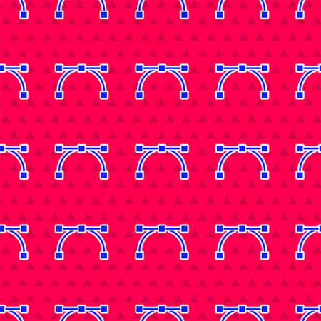 Blue Bezier curve icon isolated seamless pattern on red background. Pen tool icon. Vectorのイラスト素材