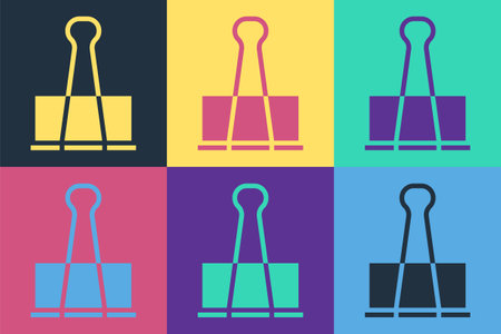 Pop art Binder clip icon isolated on color background. Paper clip. Vector Illustrationのイラスト素材