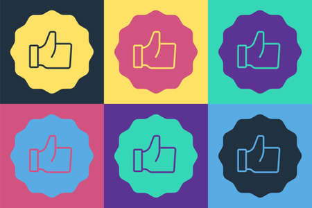 Pop art Hand thumb up icon isolated on color background. Vectorのイラスト素材