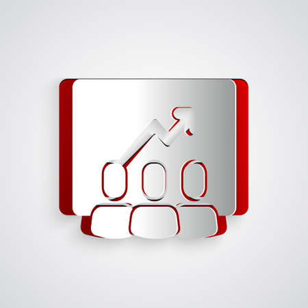 Paper cut Project team base icon isolated on grey background. Business analysis and planning, consulting, team work, project management. Paper art style. Vectorのイラスト素材