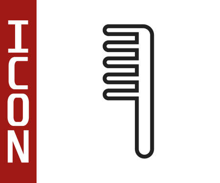 Black line Hairbrush icon isolated on white background. Comb hair sign. Barber symbol. Vector Illustrationのイラスト素材