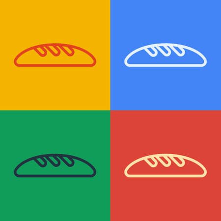Pop art line Bread loaf icon isolated on color background. Vector Illustrationのイラスト素材