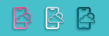 Paper cut Weather forecast icon isolated on blue background. Paper art style. Vectorのイラスト素材
