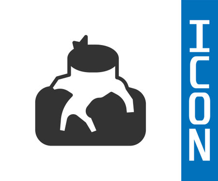 Grey Deforestation icon isolated on white background. Chopping forest, destruction of wood. Danger for ecology and air pollution. Vectorのイラスト素材