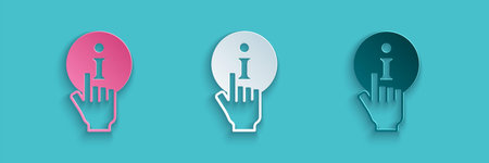 Paper cut Information icon isolated on blue background. Paper art style. Vector