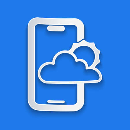 Paper cut Weather forecast icon isolated on blue background. Paper art style. Vectorのイラスト素材