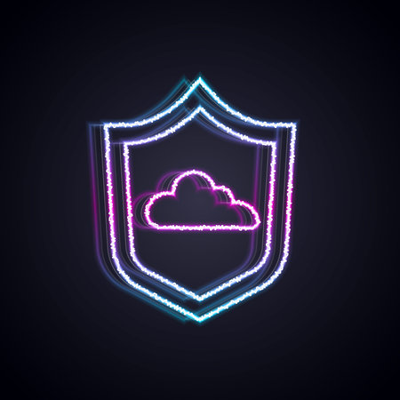 Glowing neon line Weather forecast icon isolated on black background. Vector
