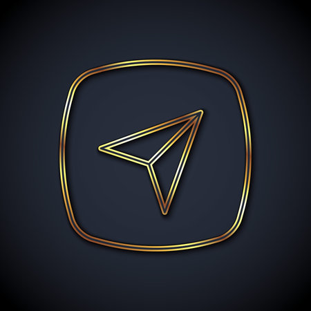 Gold line Infographic of city map navigation icon isolated on black background. Interface concept design. Geolocation concept. Vectorのイラスト素材