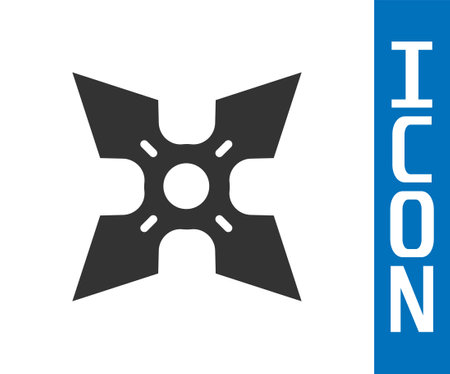Grey Japanese ninja shuriken icon isolated on white background. Vectorのイラスト素材