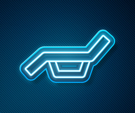 Glowing neon line Sunbed icon isolated on blue background. Sun lounger. Vectorのイラスト素材