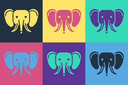 Pop art Elephant icon isolated on color background. Vectorのイラスト素材