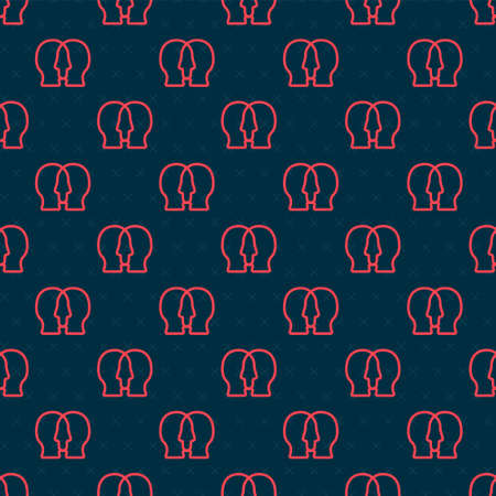 Red line Bipolar disorder icon isolated seamless pattern on black background. Vectorのイラスト素材