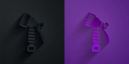 Paper cut Water spray tool icon isolated on black on purple background. Sprinkler for ironing. Paper art style. Vectorのイラスト素材