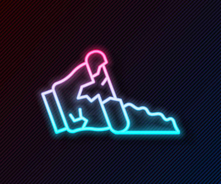 Glowing neon line Broken pot icon isolated on black background. Vectorのイラスト素材